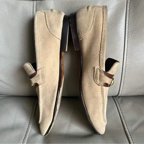 Gucci Tan and Brown Loafers with Penny Design Sz 36 US 6 Suede Leather Horsebit